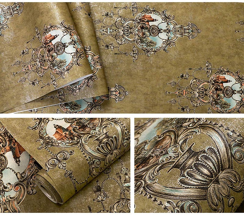 Blooming Wall Textured Vintage Damasks Floral Pattern Wallpaper Wallcoverings for Walls, 57 Square ft/Roll (Green(Flower)) - Image 5